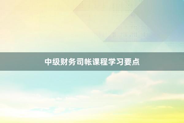中级财务司帐课程学习要点